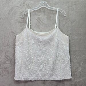 ON 34TH Womens XL Cannoli Cream Sequin Cami Tank Top Holiday Evening Party New